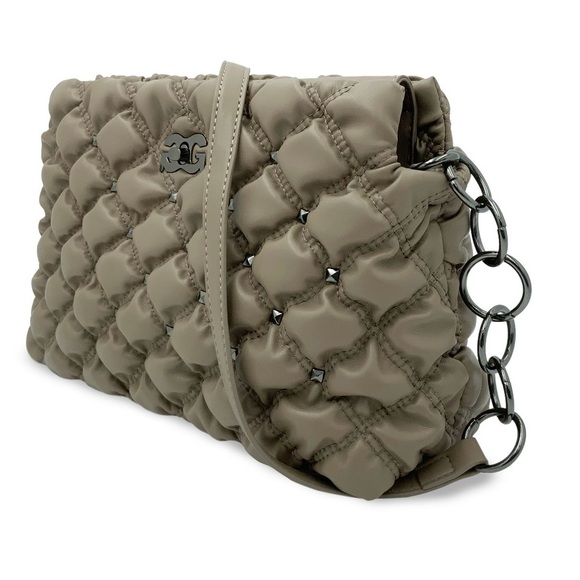 Gilda Paris Taupe Waffle Studded Quilted Purse/Crossbody Bag w/ Strap NWT!! 🤎 - Picture 3 of 4